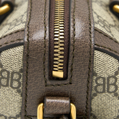 Balenciaga X Gucci Bowling Bag Canvas/Leather Brown Brushed