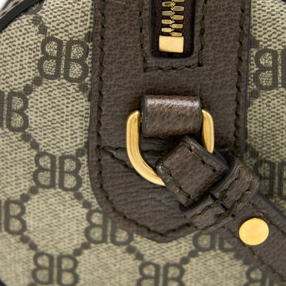 Balenciaga X Gucci Bowling Bag Canvas/Leather Brown Brushed
