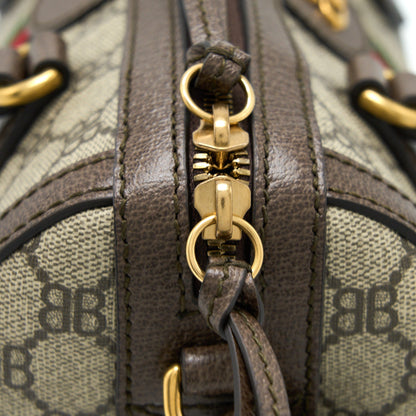 Balenciaga X Gucci Bowling Bag Canvas/Leather Brown Brushed