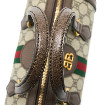 Balenciaga X Gucci Bowling Bag Canvas/Leather Brown Brushed