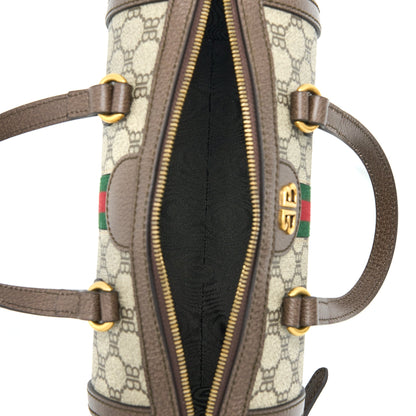 Balenciaga X Gucci Bowling Bag Canvas/Leather Brown Brushed