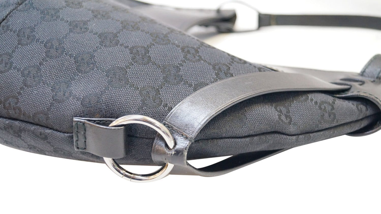 GUCCI GG Canvas Half Moon Black Hobo Bag