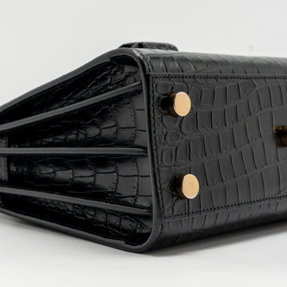 Saint Laurent/YSL Nano Sac de Jour Croc-Embossed Calfskin Black GHW