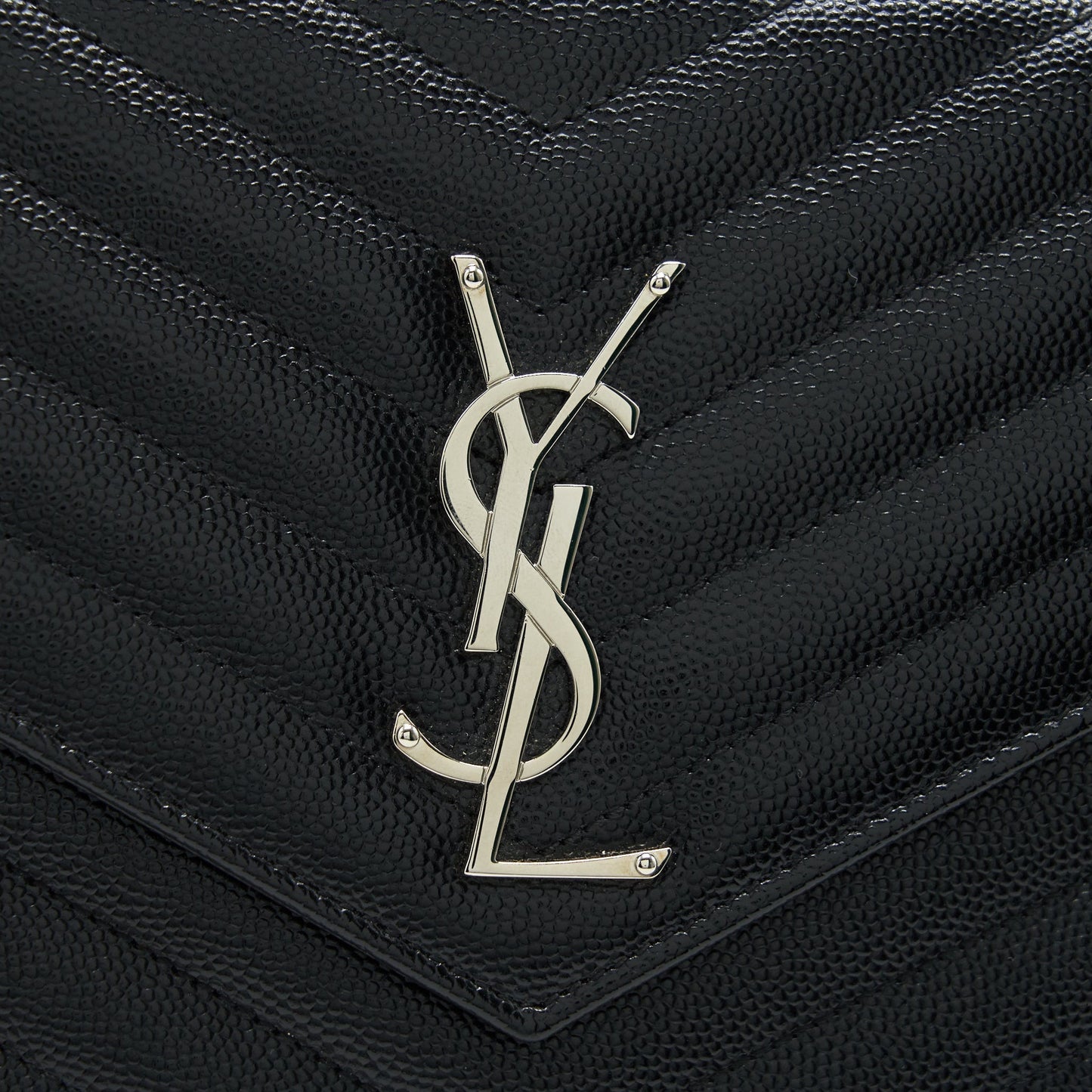 Saint Laurent Envelope Monogram Wallet on Chain in SHW