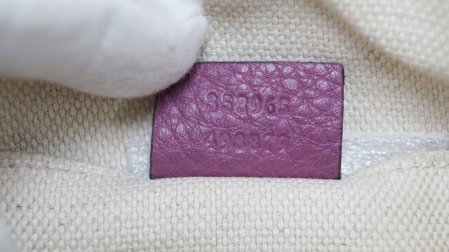 GUCCI Purple Leather Soho Disco Mini Chain Crossbody Bag