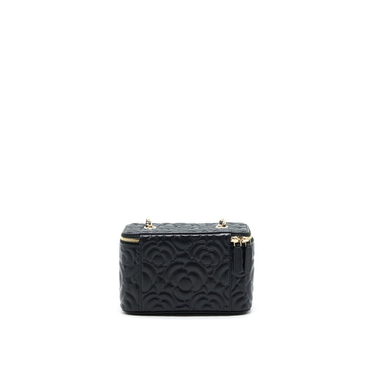 Chanel Camellia Long vanity with chains lambskin black LGHW