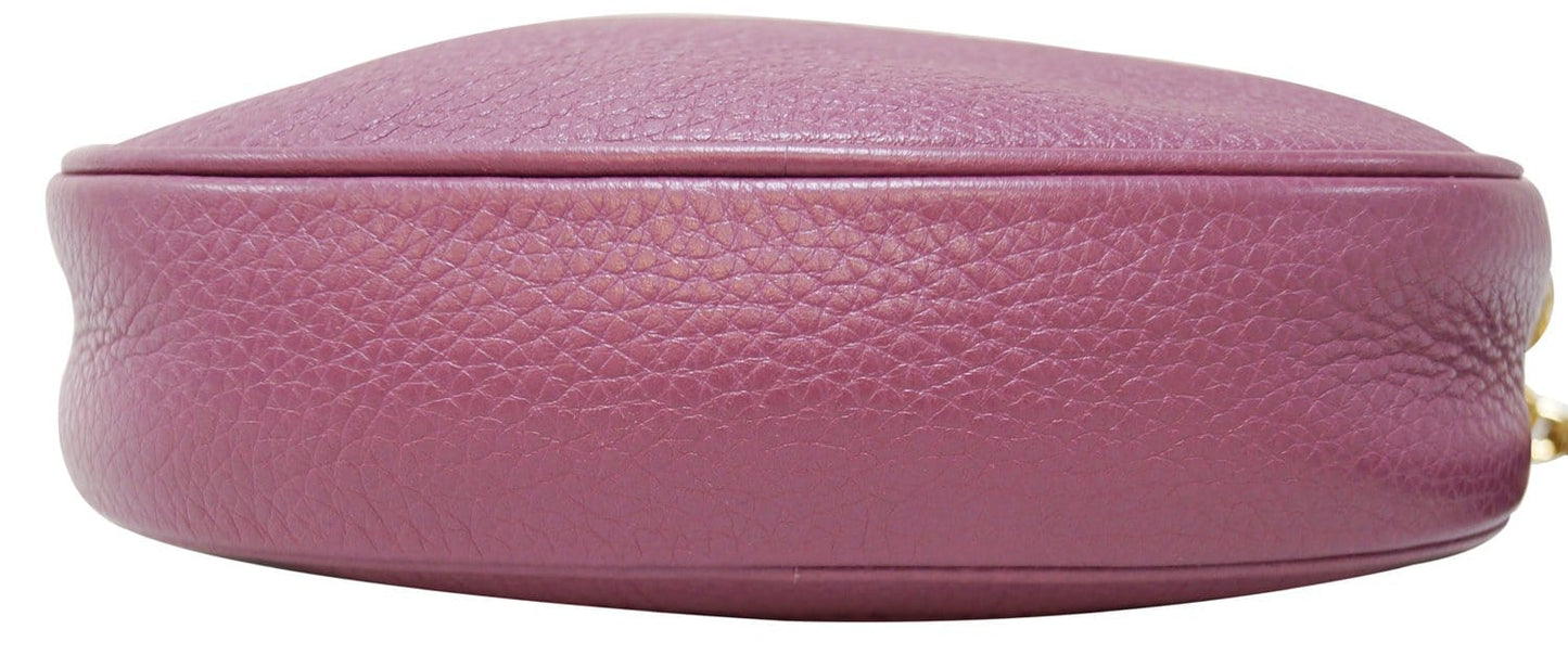 GUCCI Purple Leather Soho Disco Mini Chain Crossbody Bag