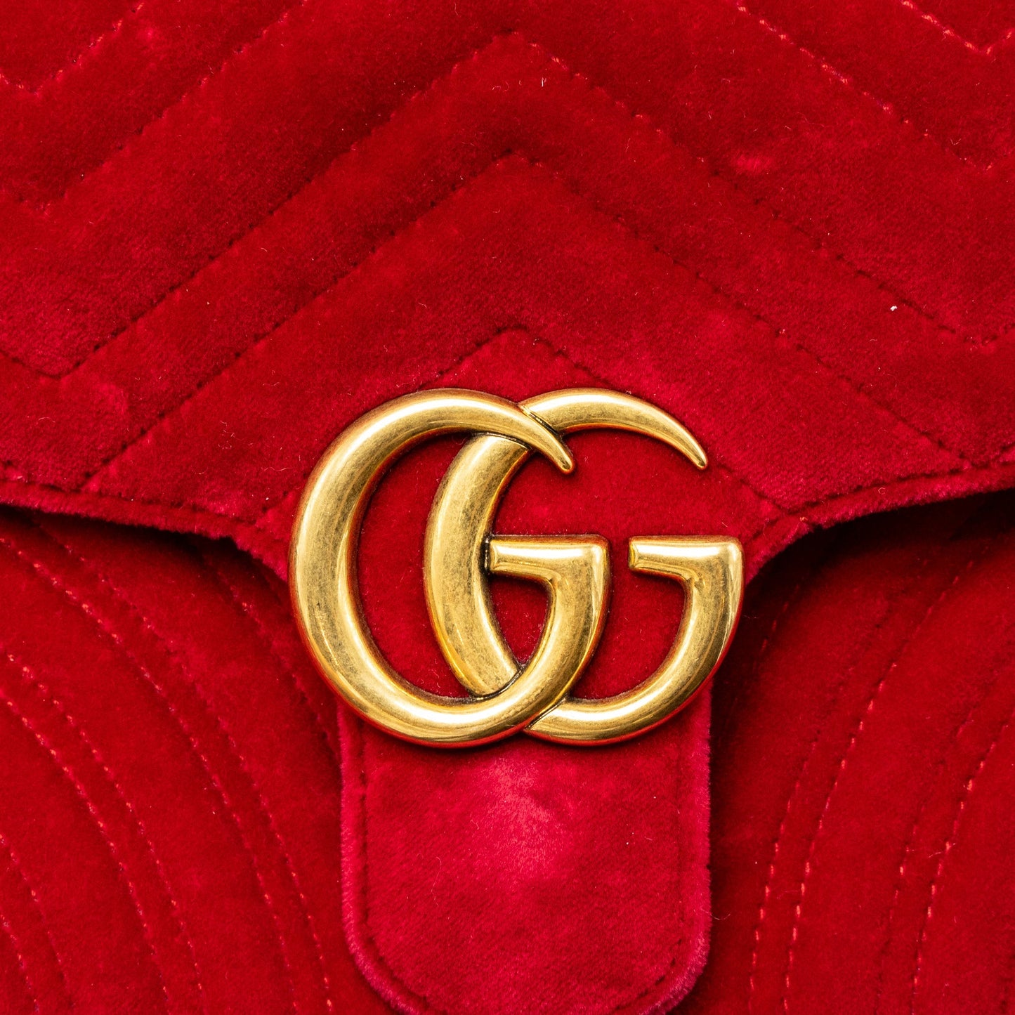 Gucci Small GG Marmont Bag Velvet Red Brushed