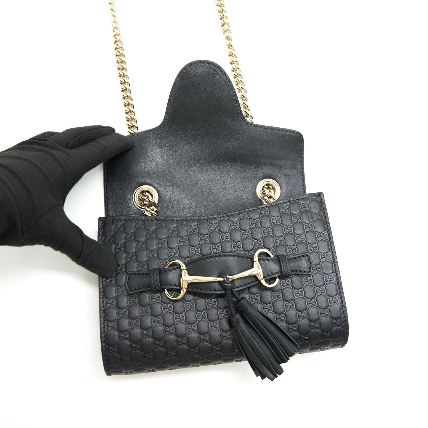 Gucci Emily Guccissima Mini Leather Shoulder Bag Black