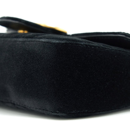 GUCCI VELVET MINI GG MARMONT BAG BLACK