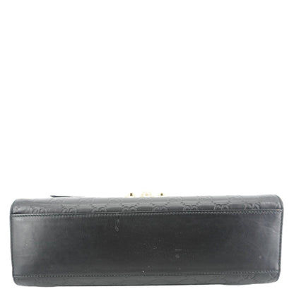 GUCCI Padlock Medium Leather Chain Shoulder Bag Black 409486