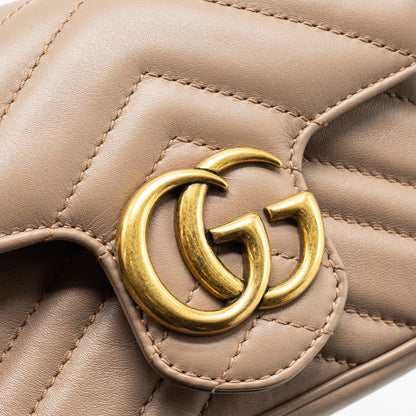 Gucci super mini GG marmont bag calfskin beige