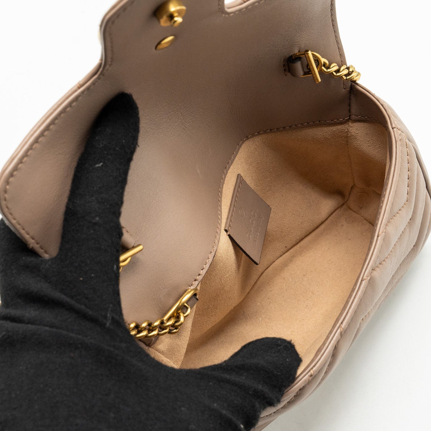 Gucci super mini GG marmont bag calfskin beige