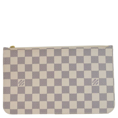 LOUIS VUITTON Neverfull  Damier Azur Pochette Wristlet White