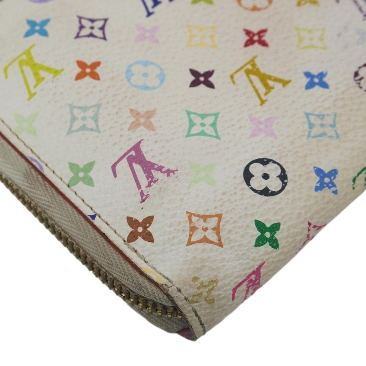 LOUIS VUITTON Takashi Murakami Monogram Multicolor Zippy Wallet White