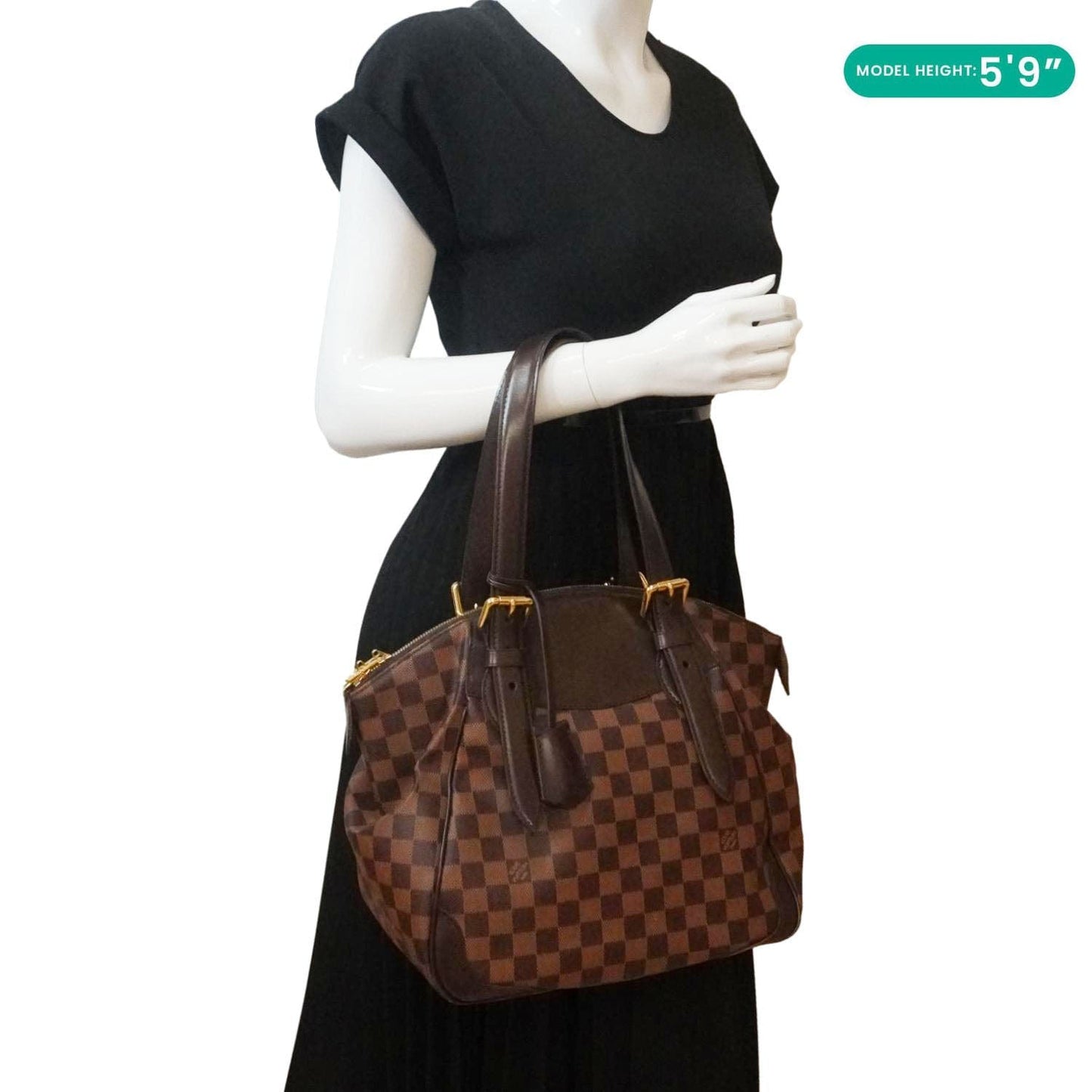 LOUIS VUITTON Verona MM Damier Ebene Shoulder Bag Brown