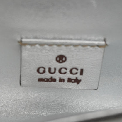 GUCCI Mirror Metallic Patent Leather Clutch Silver