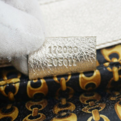 GUCCI Britt Metallic Calfskin Leather Clutch Gold