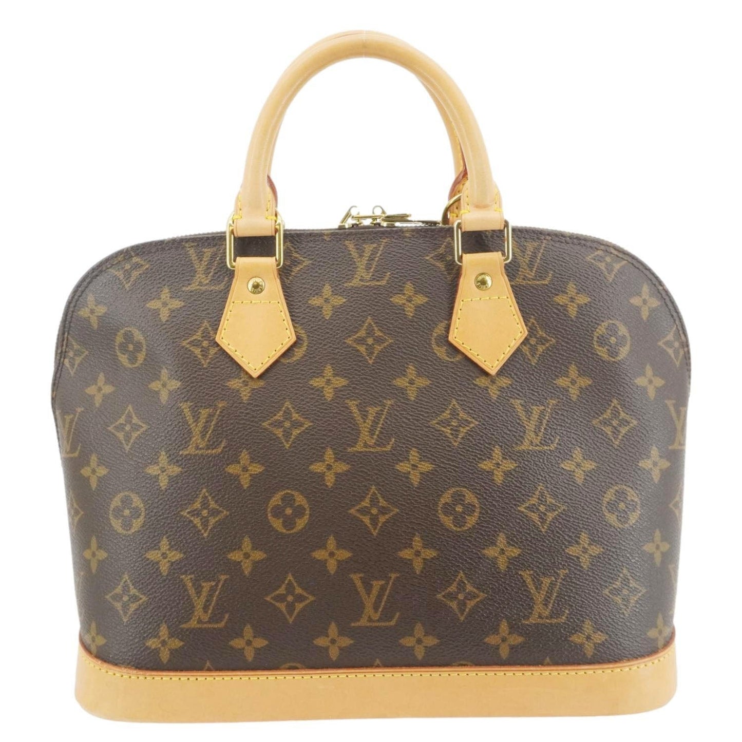 LOUIS VUITTON Alma Monogram Canvas Satchel Bag Brown