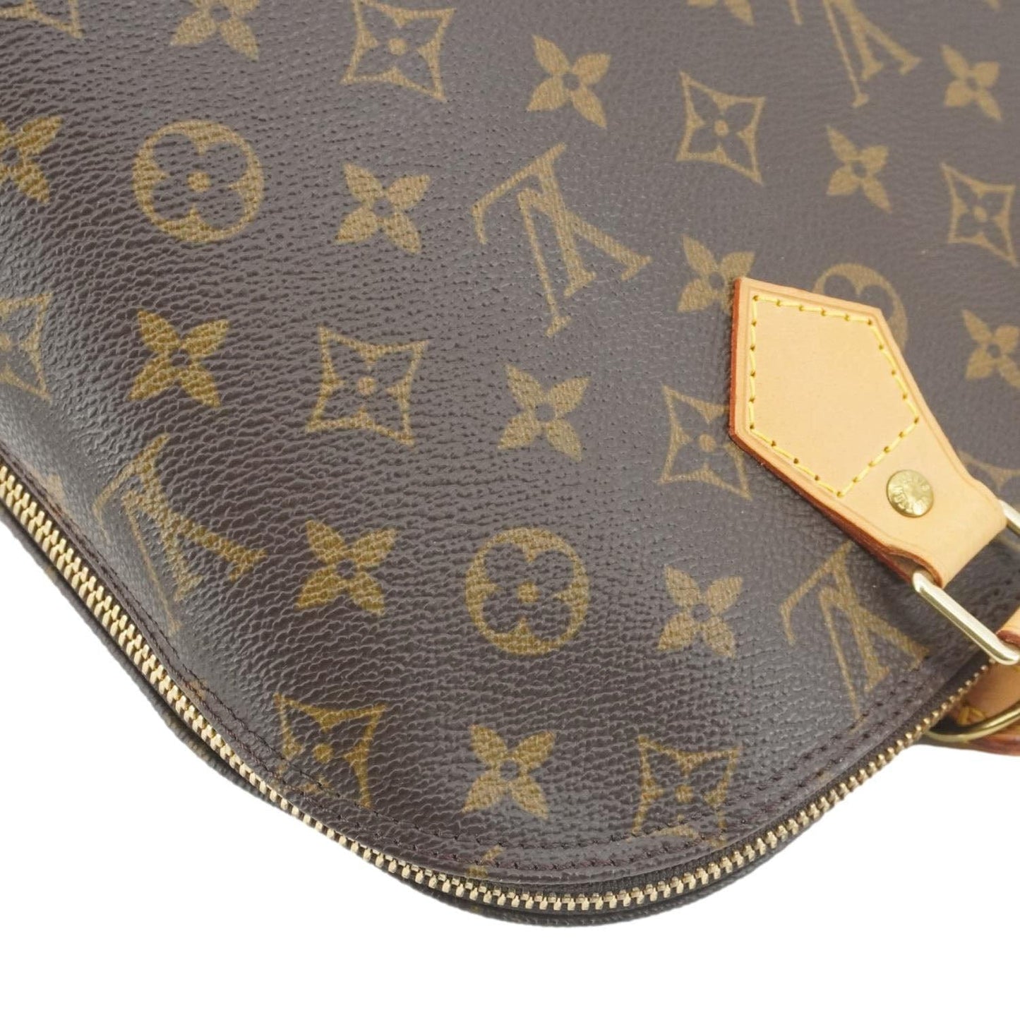 LOUIS VUITTON Alma Monogram Canvas Satchel Bag Brown