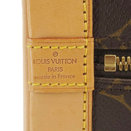 LOUIS VUITTON Alma Monogram Canvas Satchel Bag Brown