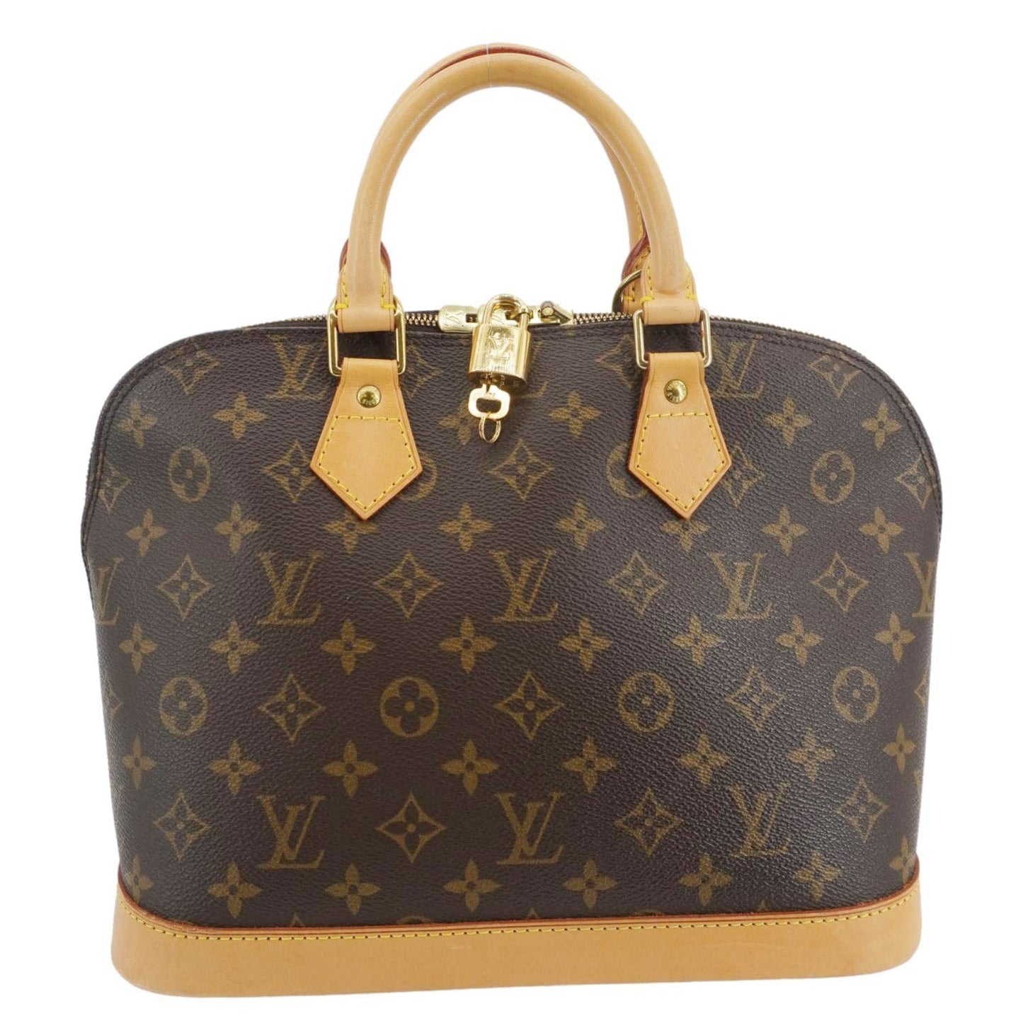 LOUIS VUITTON Alma Monogram Canvas Satchel Bag Brown