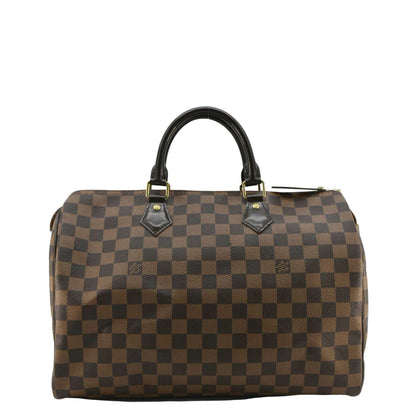 LOUIS VUITTON Speedy 35 Damier Ebene Satchel Bag Brown