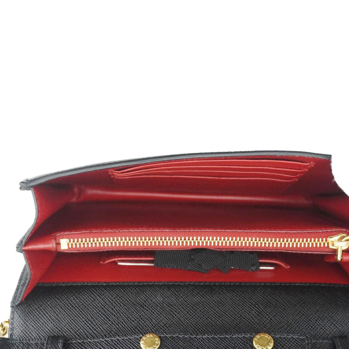 PRADA Saffiano Lux Chain Crossbody Bag Black