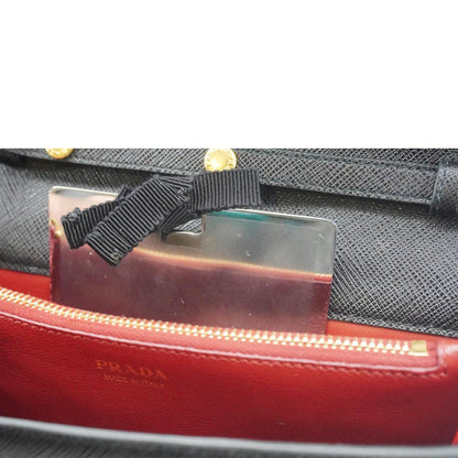 PRADA Saffiano Lux Chain Crossbody Bag Black