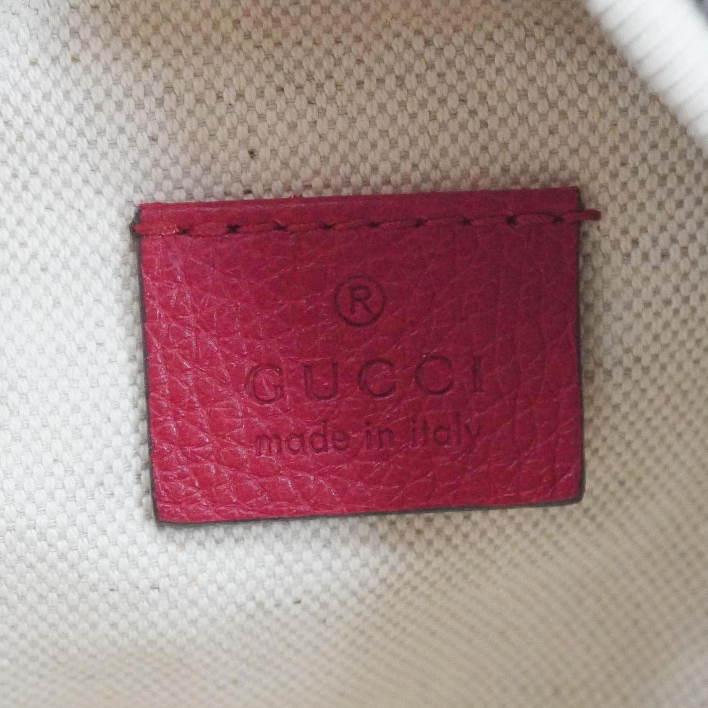 GUCCI Print Small Leather Belt Waist Bum Bag Red 527792