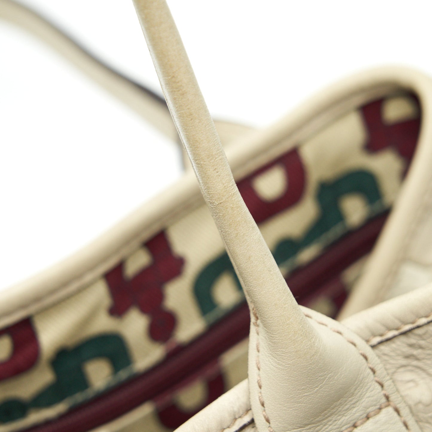 Gucci Monogram Leather Shopping Tote Bag Creamy Beige