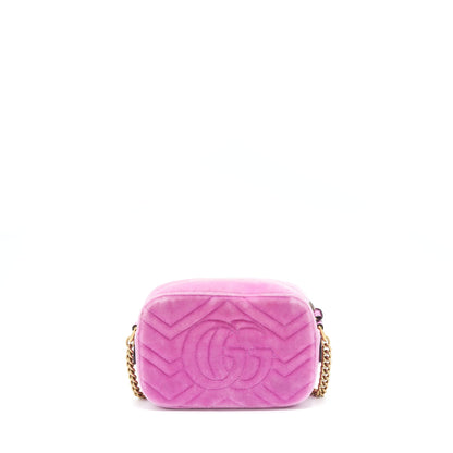 Gucci GG Marmont Camera Bag Velvet Pink With Crystal