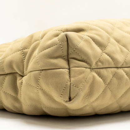 SAINT LAURENT/YSL ICARE Maxi Quilted Tote Bag Nubuck Suede Beige GHW