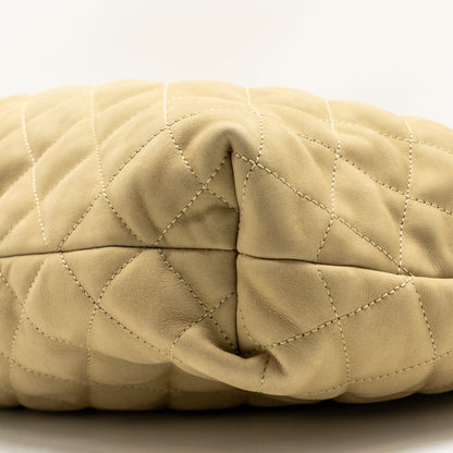 SAINT LAURENT/YSL ICARE Maxi Quilted Tote Bag Nubuck Suede Beige GHW