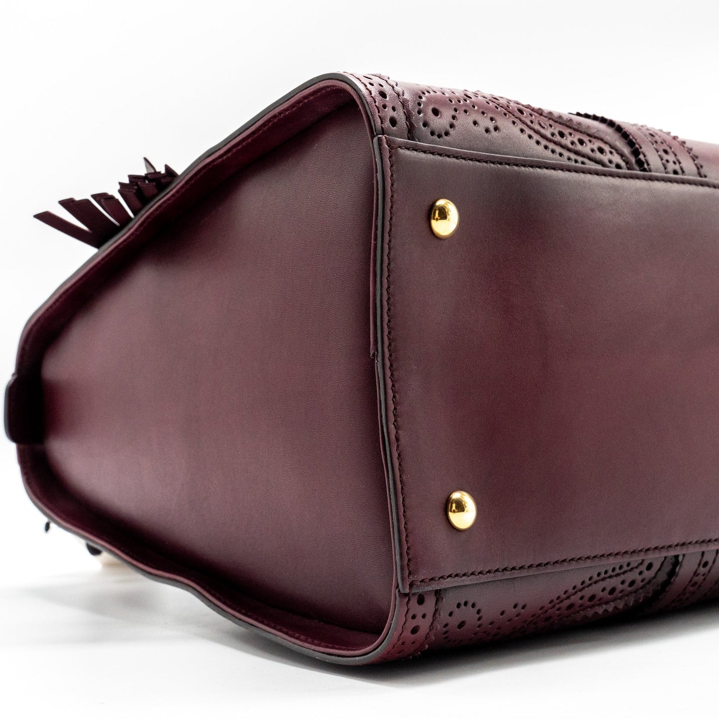 Gucci Vintage Duilio Brogue Boston Bag Calfskin Burgundy