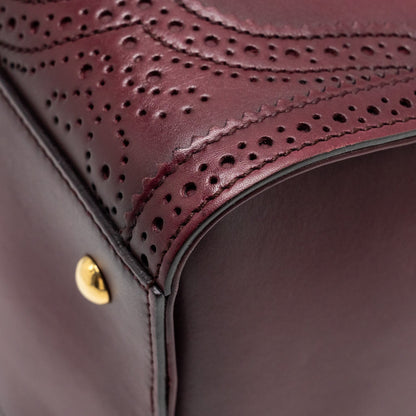 Gucci Vintage Duilio Brogue Boston Bag Calfskin Burgundy
