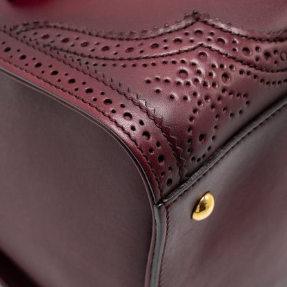 Gucci Vintage Duilio Brogue Boston Bag Calfskin Burgundy