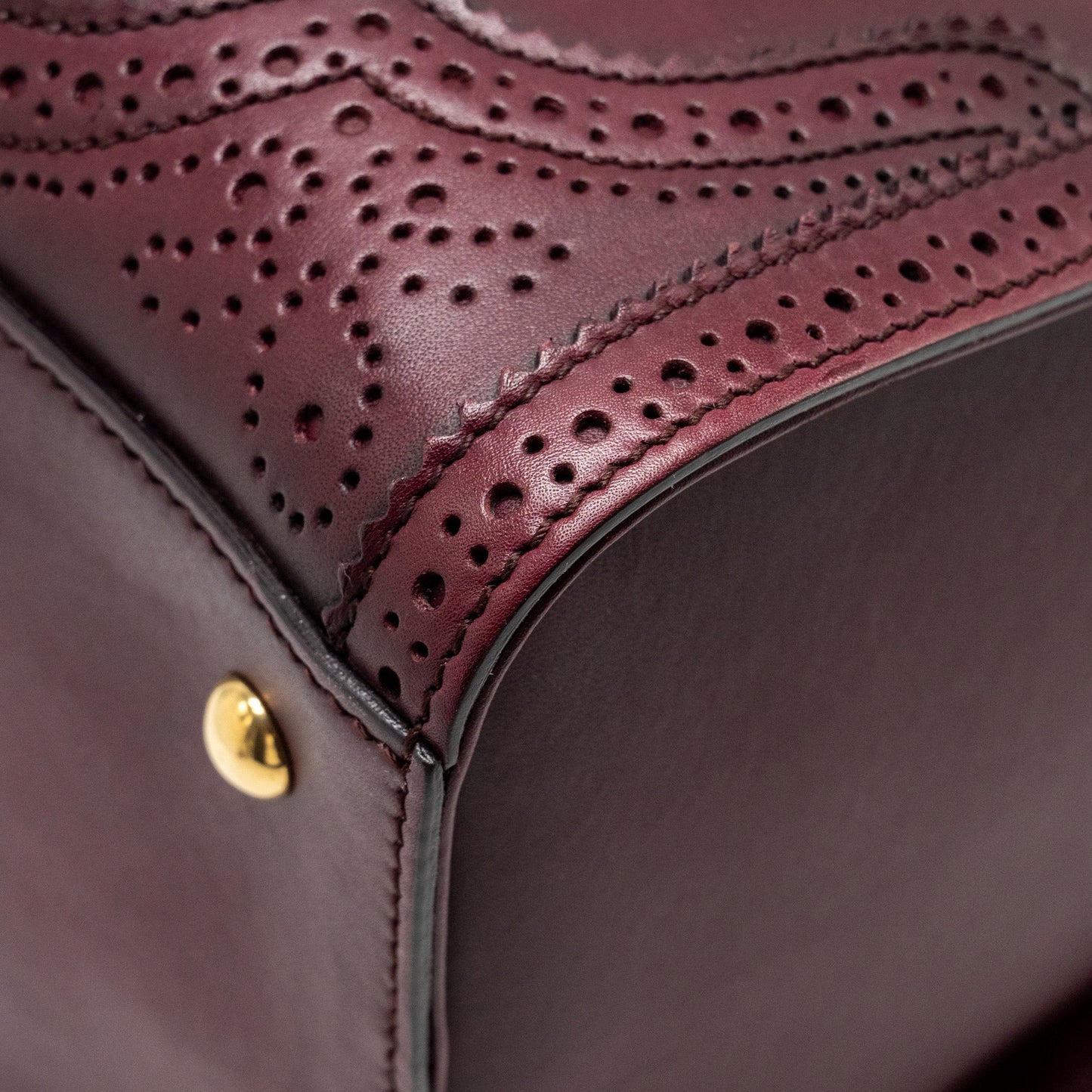 Gucci Vintage Duilio Brogue Boston Bag Calfskin Burgundy