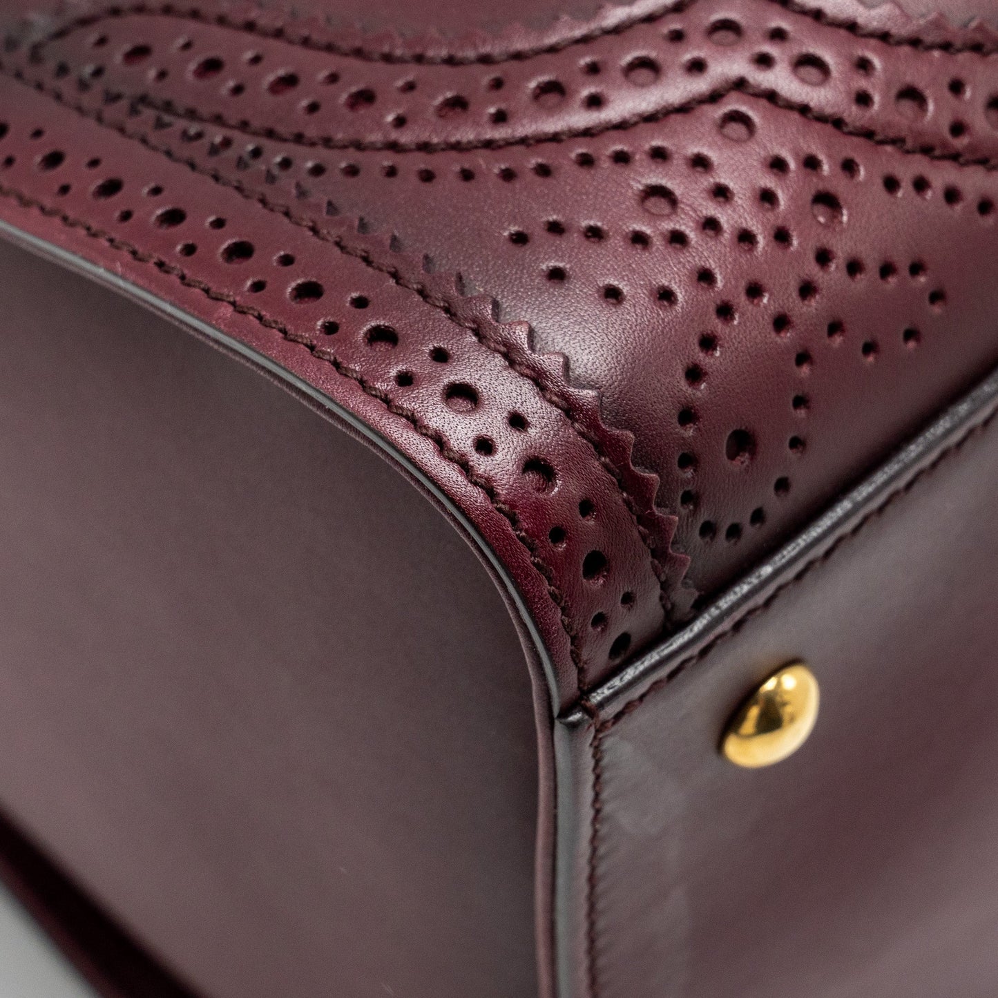 Gucci Vintage Duilio Brogue Boston Bag Calfskin Burgundy