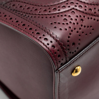 Gucci Vintage Duilio Brogue Boston Bag Calfskin Burgundy