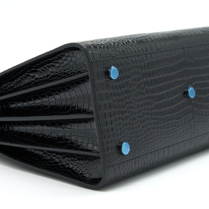 Saint Laurent/ YSL Sac De Jour Crocodile Embossed Black SHW