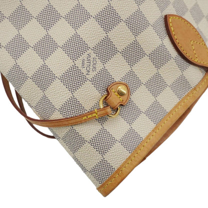 LOUIS VUITTON Neverfull MM Damier Azur Tote Shoulder Bag White
