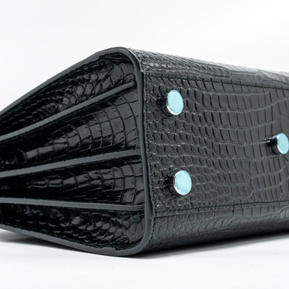 Saint Laurent/YSL Sac de Jour Nano Croc-embossed Calfskin Dark Green SHW