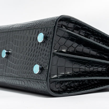 Saint Laurent/YSL Sac de Jour Nano Croc-embossed Calfskin Dark Green SHW