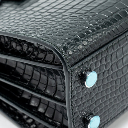 Saint Laurent/YSL Sac de Jour Nano Croc-embossed Calfskin Dark Green SHW