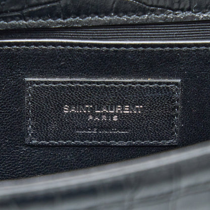 Saint Laurent Kate Tassel Croc Embossed Calfskin Black SHW