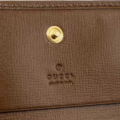 Gucci Horsebit 1955 Card Case Wallet GG Supreme Canvas/ Calfskin Brown