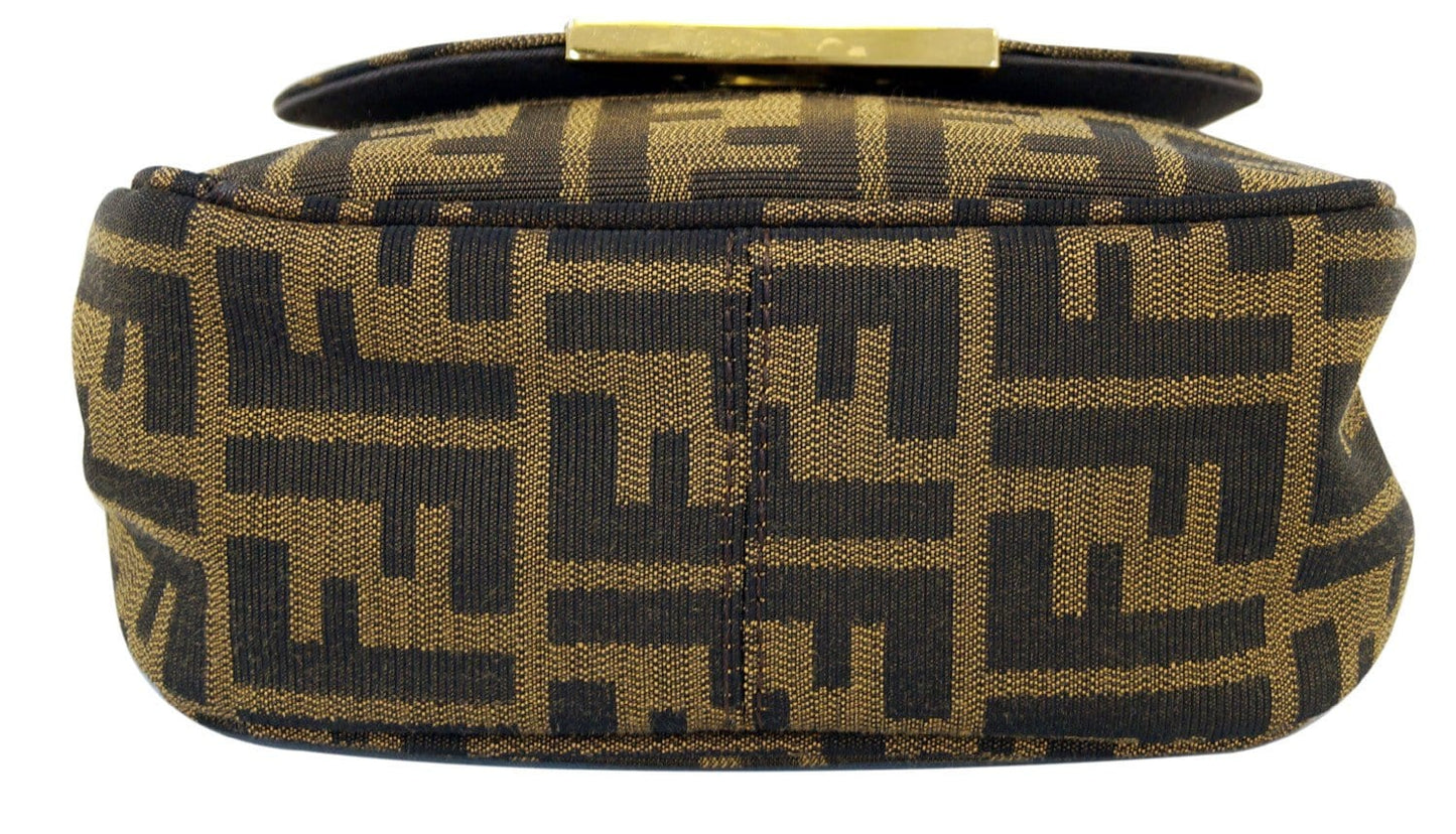 Fendi Zucca Canvas Leather Brown Black Messenger Bag