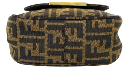 Fendi Zucca Canvas Leather Brown Black Messenger Bag