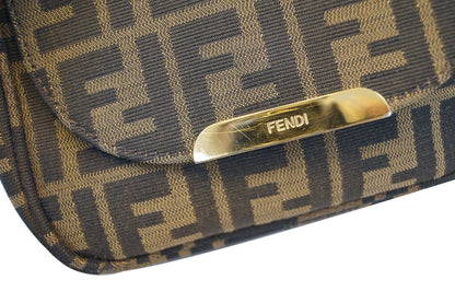 Fendi Zucca Canvas Leather Brown Black Messenger Bag